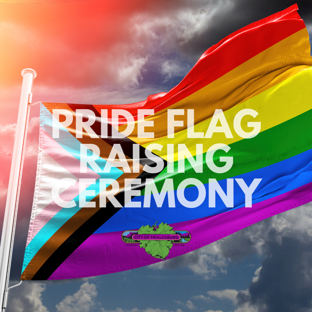 Pride Flag waiving in blue sky