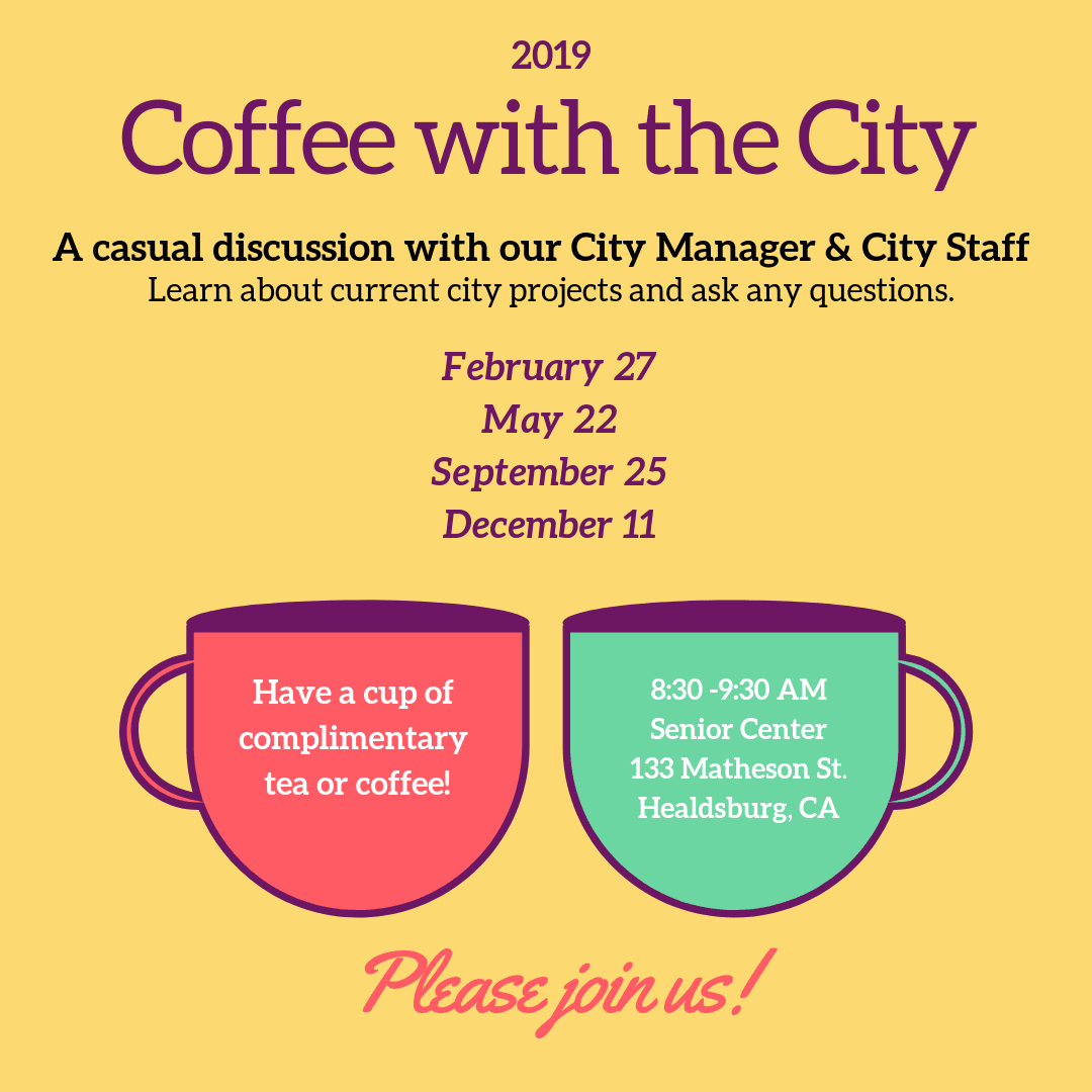 Image of two coffee cups to promote the 2019 Coffee with the City series